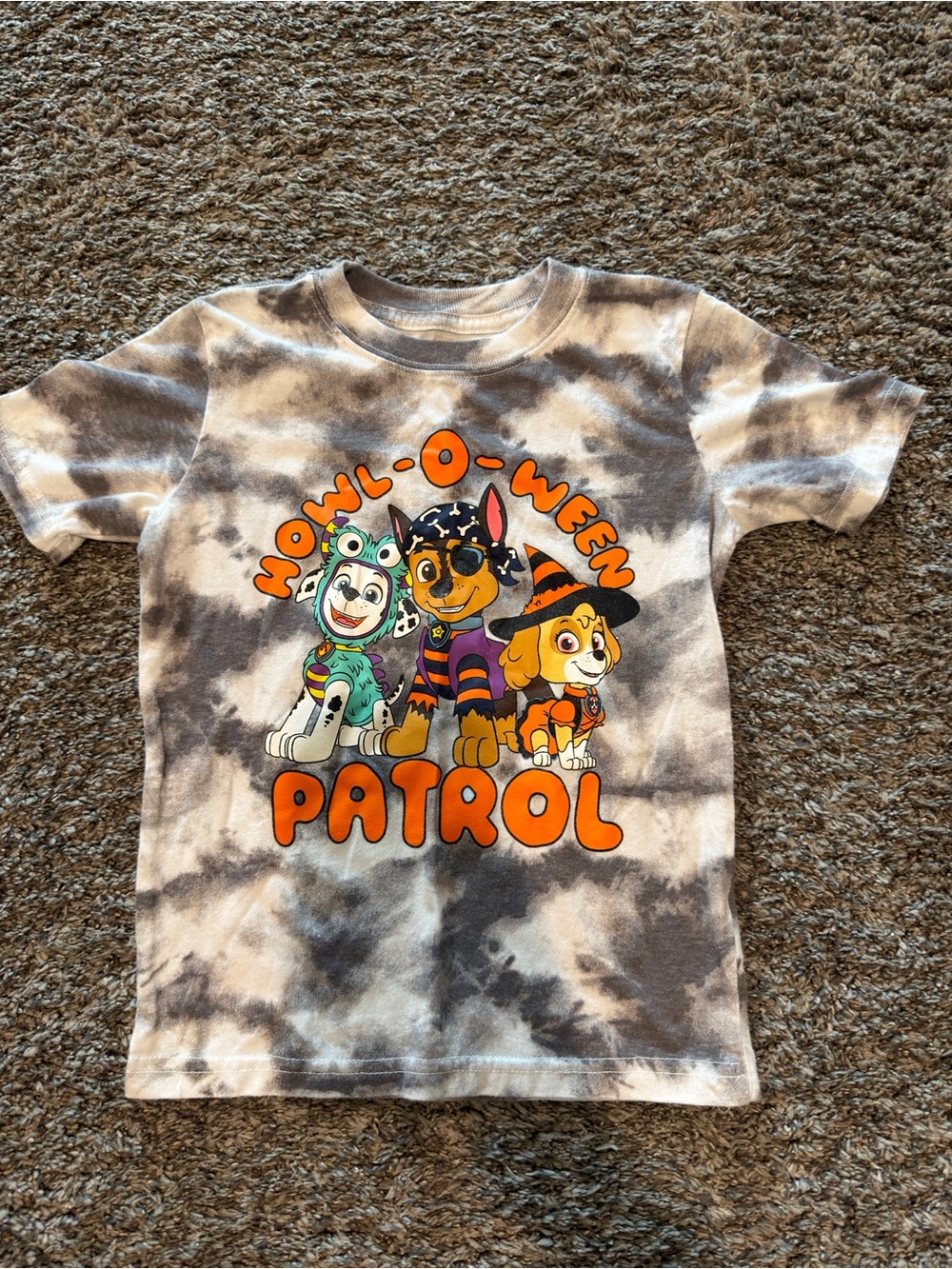 Nickelodeon Gray Tie-Dye Tee with Orange Paw Graphic